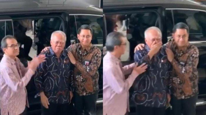 Kolase Momen tangis pecah Basuki Hadimuljono (Tangkapan Layar IG @FolkMedsos)