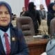 Hj Enung Irawati duduk di ruang rapat DPRD Barsel