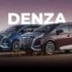 Mobil listrik Denza D9 Electric warna biru dan marun tampak dari samping depan
