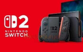 Tampilan resmi Nintendo Switch 2 dengan desain baru dan dock, dirilis global 5 Juni 2025.