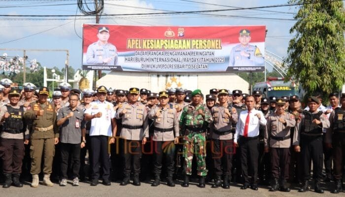 Kapolres Barsel Pimpin Apel Kesiapsiagaan dalam Rangka Hari Buruh Internasional