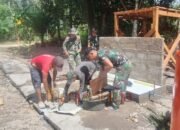Satgas TMMD Kodim 1012/Buntok Pasang Keramik Tempat Kran untuk Dukung Akses Air Bersih