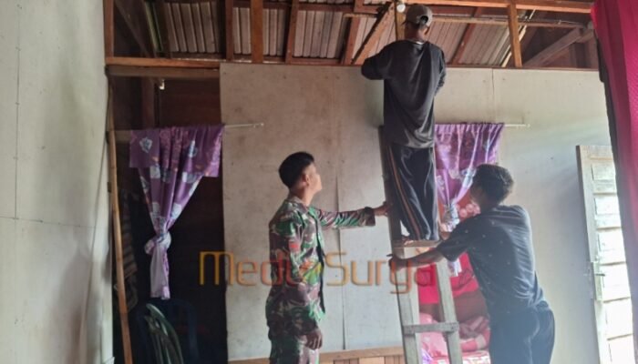 Kekompakan Satgas TMMD dan Warga Percepat Pembangunan RTLH di Desa Wungkur Baru