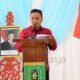 Asisten II Setda Barsel, Rahmat Nuryadin, saat memberikan sambutan pembukaan pada Muscab ke-8 IBI dan peringatan HUT ke-74 IBI di Aula Bapperida Barsel, Sabtu (19/7).