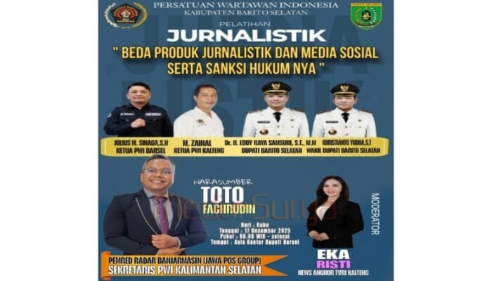 Pelatihan Jurnalistik PWI Barsel Bahas Perbedaan Produk Pers dan Medsos